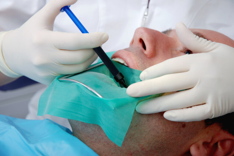 Dentist performing a root canal